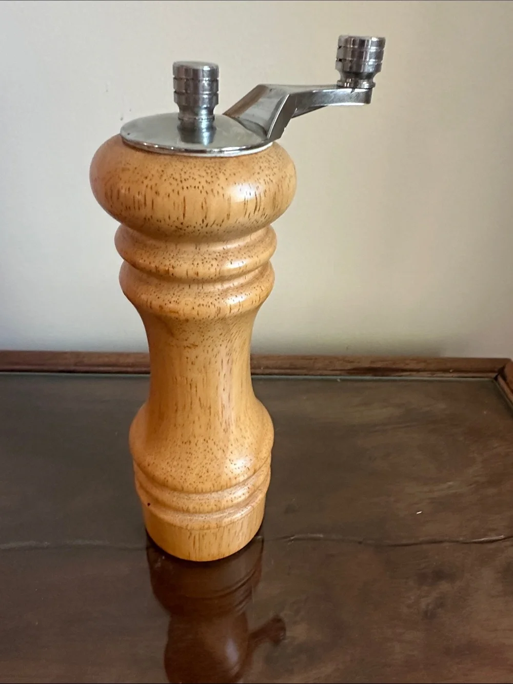 Vintage Mr Dudley Wooden Pepper Mill Grinder in Natural Wood Finish